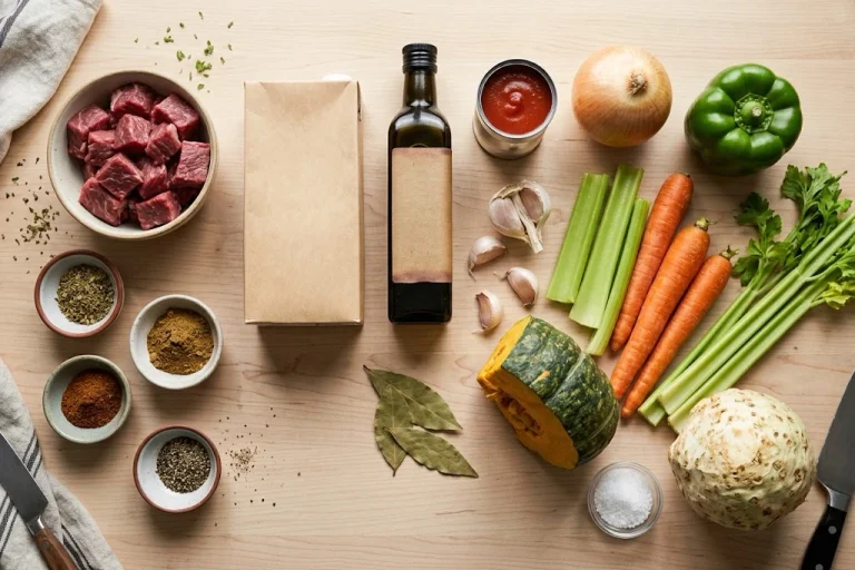 ingredients for keto beef sancocho on a counter
